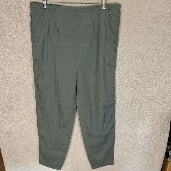 Vintage Nike Pants Mens L Green Nylon Lightweight Track Jogger Windbreaker - Picture 1 of 7